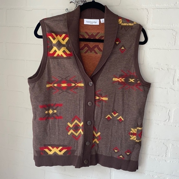 Breckenridge southwestern‎ vest soft knit petite large sweater - Picture 2 of 8